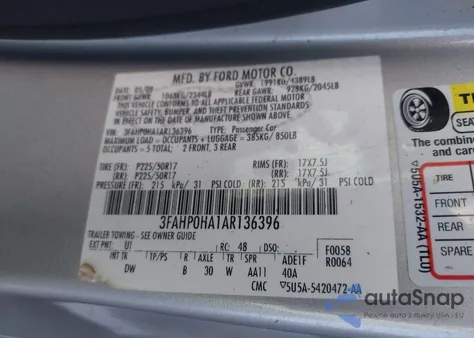 2010 Ford Fusion Se from USA, damaged, VIN 3FAHP0HA1AR136396